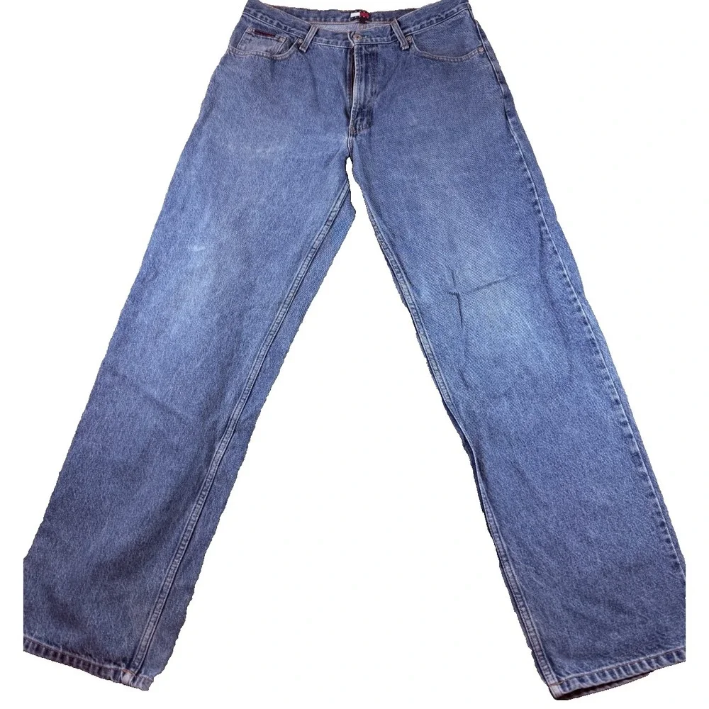 Vtg Tommy Jeans 1985 Denim Jeans Men's 36x34 Relaxed Fit Light Wash Y2K